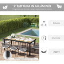 Tavolo da Giardino 190x90x74 cm in Alluminio e Plastica Nero