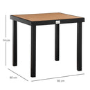 Tavolo da Giardino 80x80x74 cm in Alluminio e Plastica Nero e Color Legno