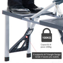 Set Campeggio Tavolino Pieghevole 4 Sedie in Alluminio e Plastica Grigio