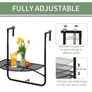 Tavolino da Ringhiera Pieghevole 60x60x57-72 cm in Metallo Nero