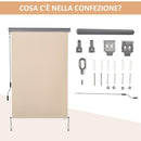 Tenda da Sole Avvolgibile da Soffitto 120x200 cm con Manovella Beige