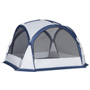 Tenda da Campeggio 6-8 Persone 350x350x230 cm 4 Porte a Cerniera Bianca e Blu