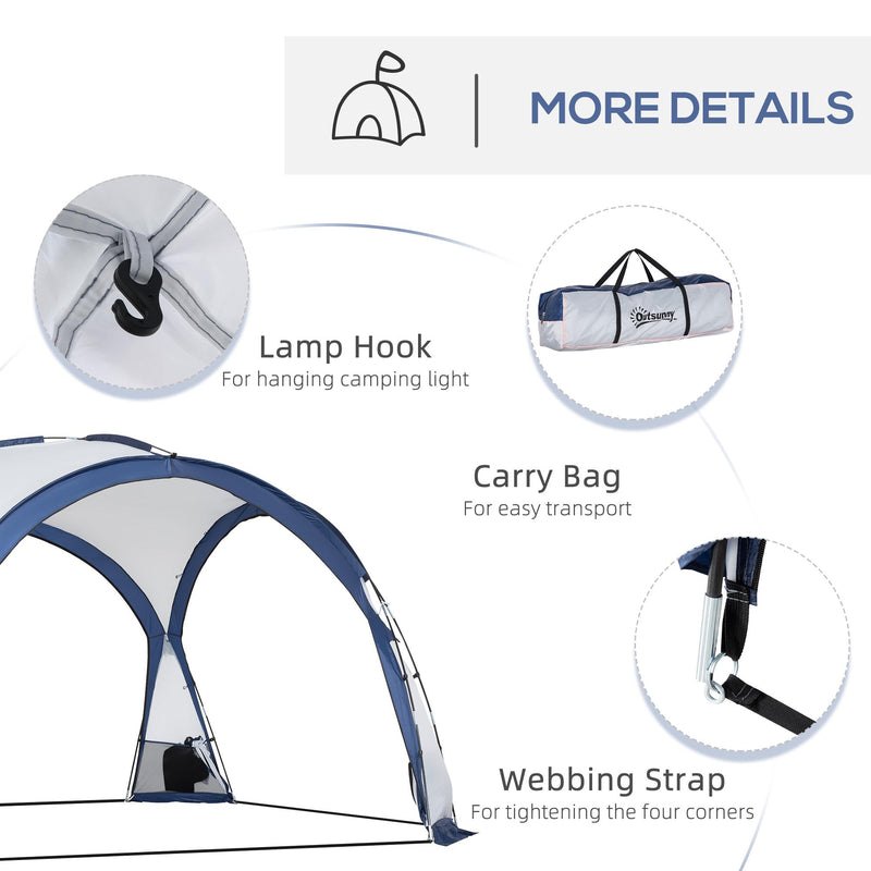 Tenda da Campeggio 6-8 Persone 350x350x230 cm 4 Porte a Cerniera Bianca e Blu