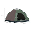 Tenda da Campeggio Pop-Up per 4 Persone 210x210x135 cm con Borsa e Accessori