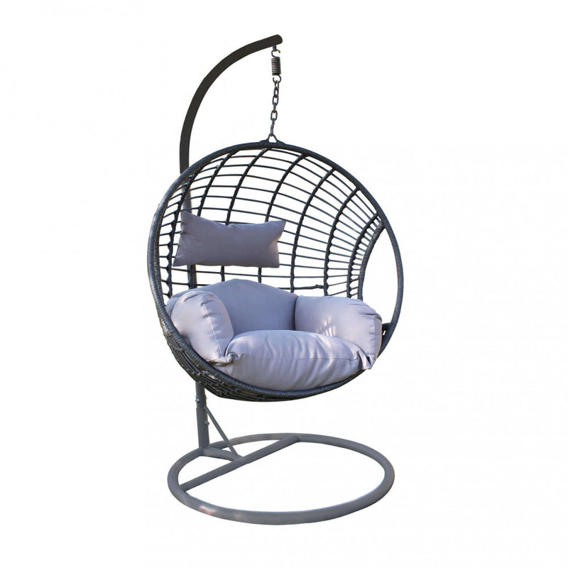 Dondolo Pensile da Giardino Elba in Wicker Grigio