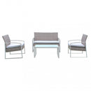 Set Salotto da Giardino Divano 2 Poltrone e Tavolino con Cuscini in Wicker Marrone