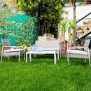 Set Salotto da Giardino Divano 2 Poltrone e Tavolino con Cuscini in Wicker Marrone