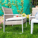 Set Salotto da Giardino Divano 2 Poltrone e Tavolino con Cuscini in Wicker Marrone