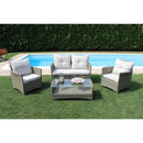 Set Salotto da Giardino Divano 2 Poltrone e Tavolino con Cuscini in Wicker Marrone