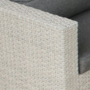 Set Salotto da Giardino Divano 2 Poltrone e Tavolino con Cuscini in Wicker Grigio