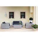 Set Salotto da Giardino Divano 2 Poltrone e Tavolino con Cuscini in Rattan Grigio