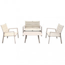 Set Salotto da Giardino Divano 2 Poltrone e Tavolino in Alluminio Tortora