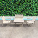 Set Salotto da Giardino Divano 2 Poltrone e Tavolino in Alluminio Tortora