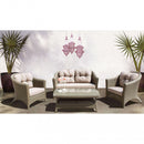 Set Salotto da Giardino Divano 2 Poltrone e Tavolino con Cuscini in Wicker