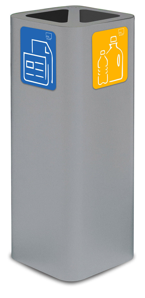 acquista Pattumiera Per Raccolta Rifiuti 30x30xh80 cm In Acciaio Verniciato Cover a 2 Scomparti Grigio