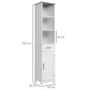 Armadietto Bagno Alto 3 Ripiani 1 Cassetto 1 Anta 34x30x163 cm in MDF Bianco