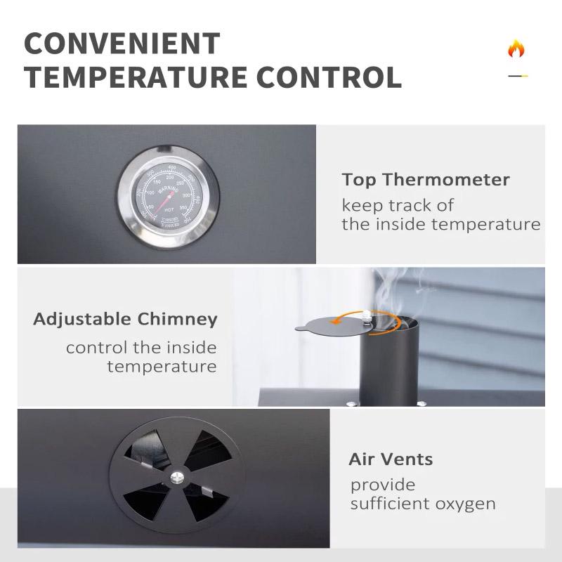 Barbecue a Carbone Carbonella 124x66x112 cm in Metallo e Ghisa smaltata Nero