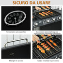 Barbecue a Gas 4 Fuochi 110x50x100 cm in Metallo Nero