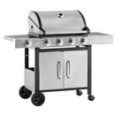 Barbecue a Gas 4 Fuochi + 1 Fornello Laterale 128x50x113 cm in Metallo e  Acciaio Inox