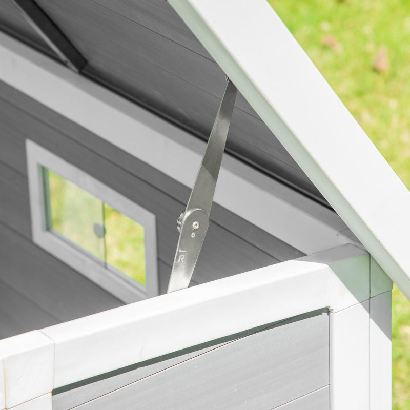 Cuccia per Cani da Esterno 102x70x73 cm in WPC Grigio, Bianco