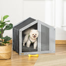 Cuccia per Cani a Casetta 60x43x55 cm in Truciolare e Poliestere Grigio