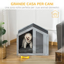 Cuccia per Cani a Casetta 60x43x55 cm in Truciolare e Poliestere Grigio