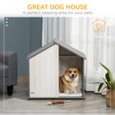 Cuccia per Cani a Casetta 83,5x54x82,5 cm in in Legno di Pino Grigio e Bianco