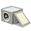 Cuccia per Gatti Pieghevole 73x42x34 cm in MDF e Sisal Grigio e Bianco