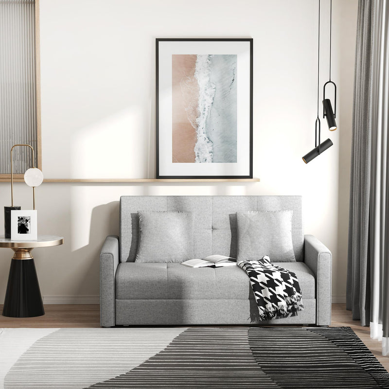 Divano Letto 2 Posti 152x101x81 cm in Tessuto Grigio