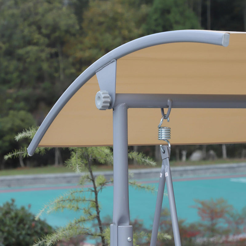 Dondolo 2 Posti da Giardino 175x112x165 cm in con Tavolino in Metallo e Poliestere Beige