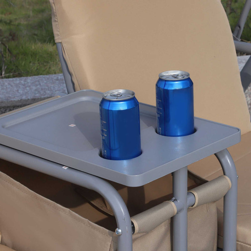 Dondolo 2 Posti da Giardino 175x112x165 cm in con Tavolino in Metallo e Poliestere Beige