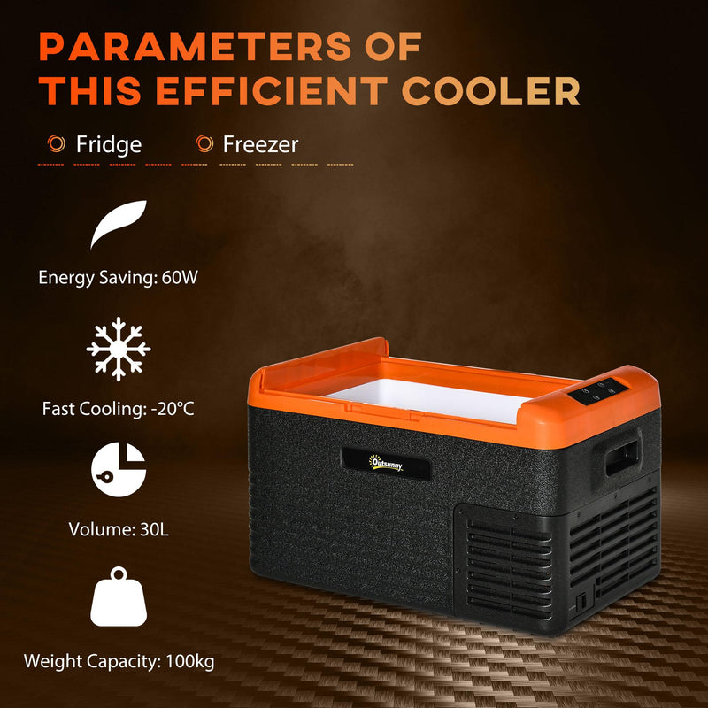 Frigo Portatile Elettrico a Compressore 30 Litri per Auto e Camion Nero e Arancione