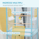 Voliera Gabbia per Uccelli 51,5x50x140 cm in Acciaio Azzurro