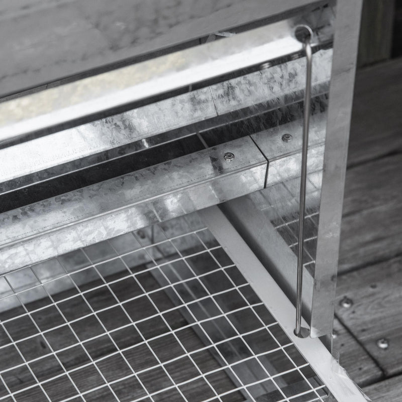 Mangiatoia per Galline 51x38x40,5 cm in Metallo Zincato e Acciaio Inossidabile Argento