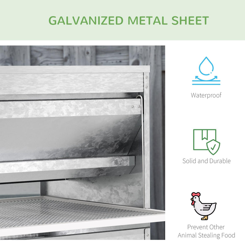 Mangiatoia per Galline 51x38x40,5 cm in Metallo Zincato e Acciaio Inossidabile Argento