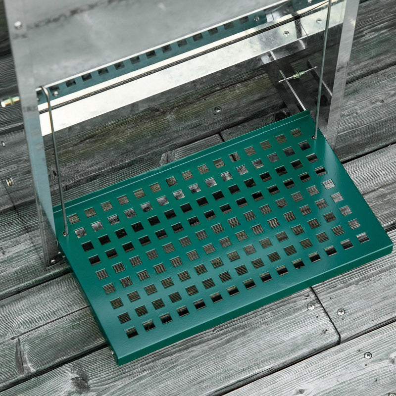 Mangiatoia per Galline 33,5x38,5x66 cm in Metallo Zincato e Alluminio Argento