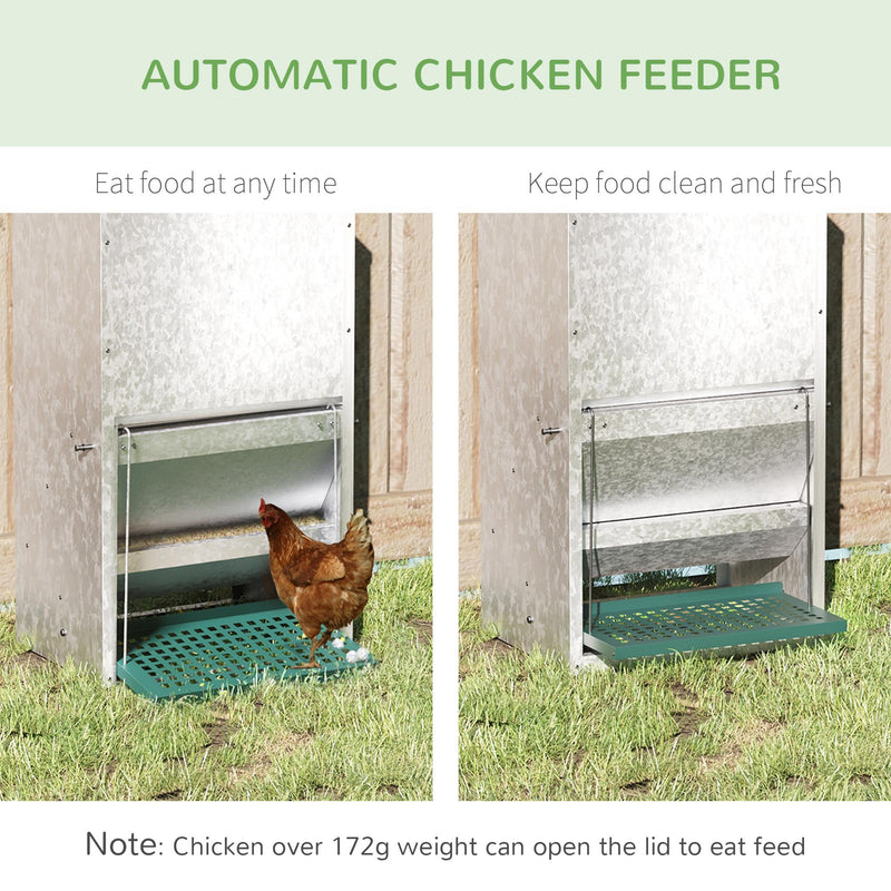 Mangiatoia per Galline 33,5x38,5x66 cm in Metallo Zincato e Alluminio Argento