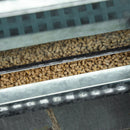 Mangiatoia per Galline 33,5x38,5x66 cm in Metallo Zincato e Alluminio Argento