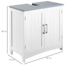 Mobile Sotto Lavello 2 Ante 1 Ripiano 60x33x60 cm in MDF Bianco