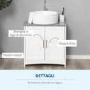 Mobile Sotto Lavello 2 Ante 1 Ripiano 60x33x60 cm in MDF Bianco