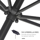 Ombrellone da Giardino Ø2,7x2,35 m Palo Ø38 mm in Alluminio e Tessuto in Poliestere Grigio