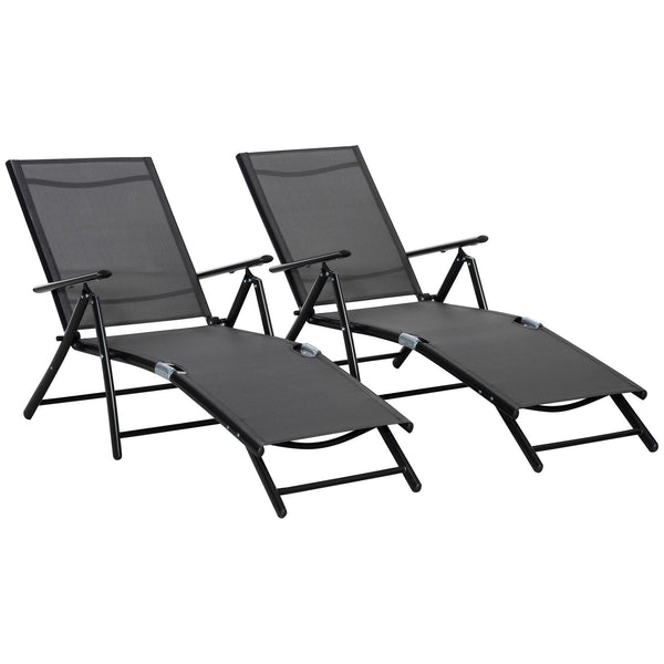 acquista Set 2 Lettini Prendisole Pieghevoli 64x134x95 cm in Alluminio e Rete Nero