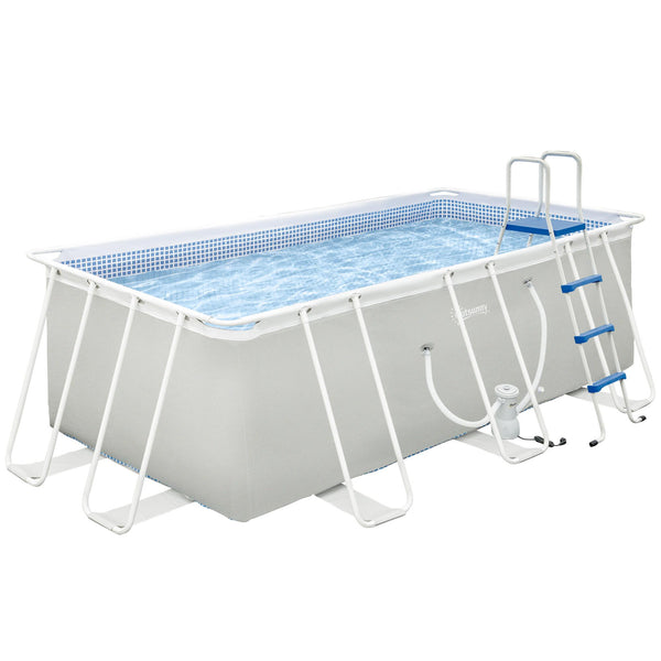 Piscina Fuori Terra Rettangolare 440x240x122 cm in PVC e Acciaio Grigio chiaro acquista