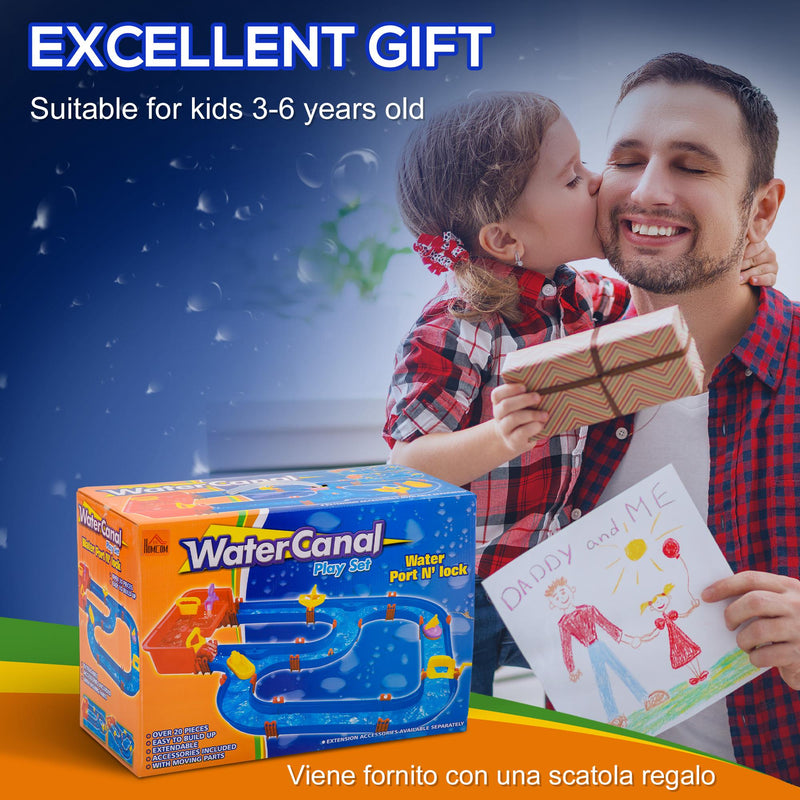 Playset Acquatico per Bambini 53 Pezzi 123x90x7 cm con Acqua e Sabbia Blu e Rosso