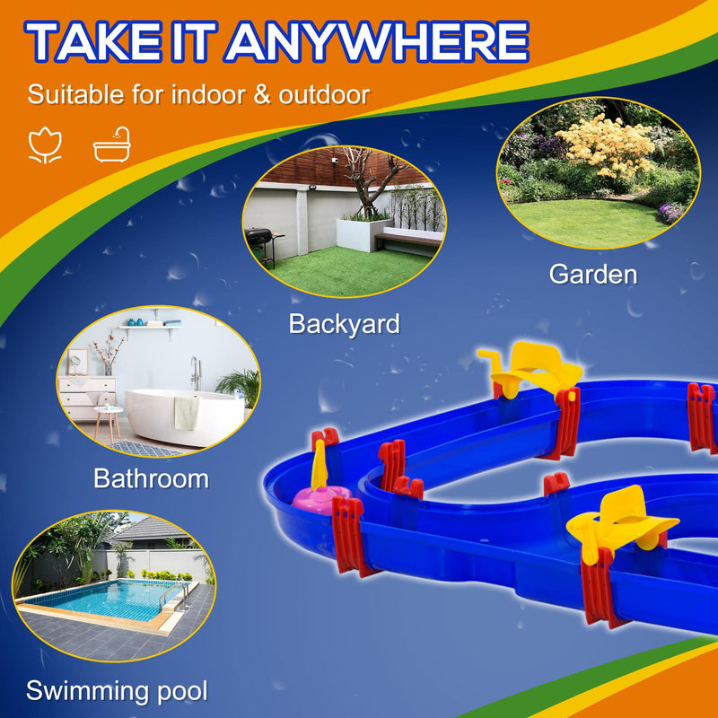 Playset Acquatico per Bambini 53 Pezzi 123x90x7 cm con Acqua e Sabbia Blu e Rosso