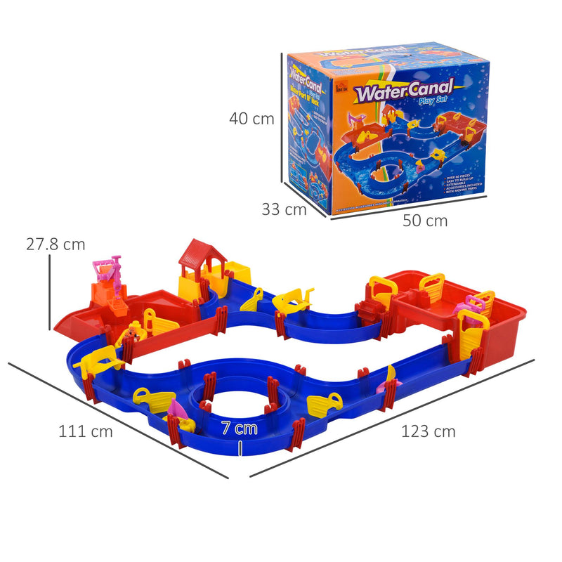 Playset Acquatico per Bambini 78 Pezzi 123x111x7 cm con Acqua e Sabbia Blu e Rosso