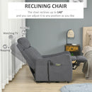 Poltrona Alzapersona Elettrica 1 Motore 68x87x104 cm in Tessuto Effetto Lino Nero