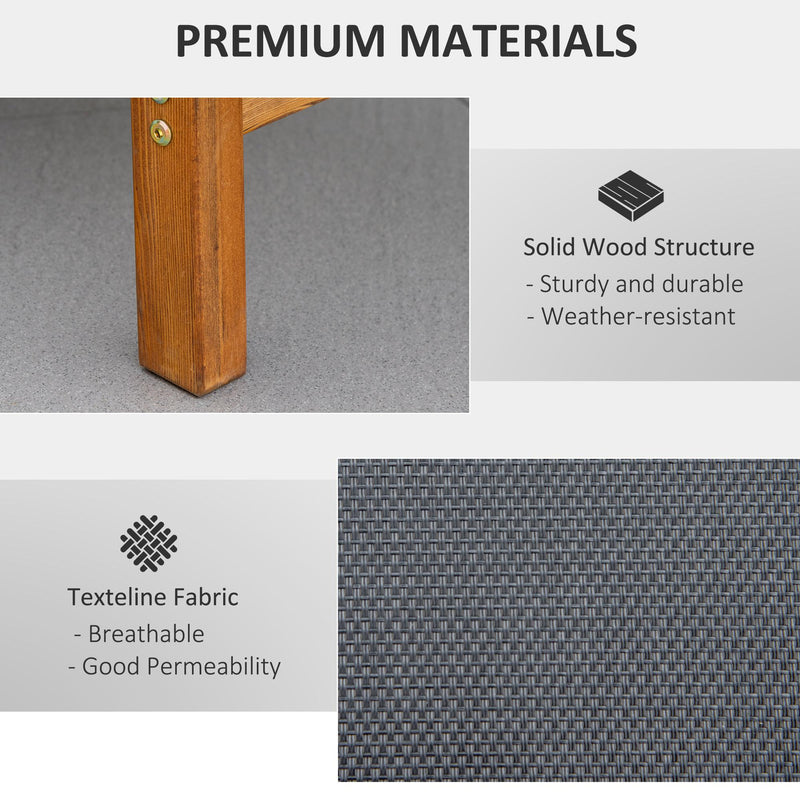 Lettino Prendisole da Giardino 180x56x72 cm in Legno e Texteline Nero