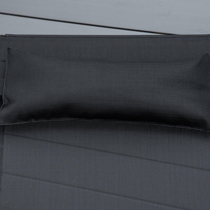 Lettino Prendisole da Giardino 180x56x72 cm in Legno e Texteline Nero