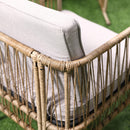 Set da Giardino Divano 2 Poltrone e Tavolino in Rattan Beige